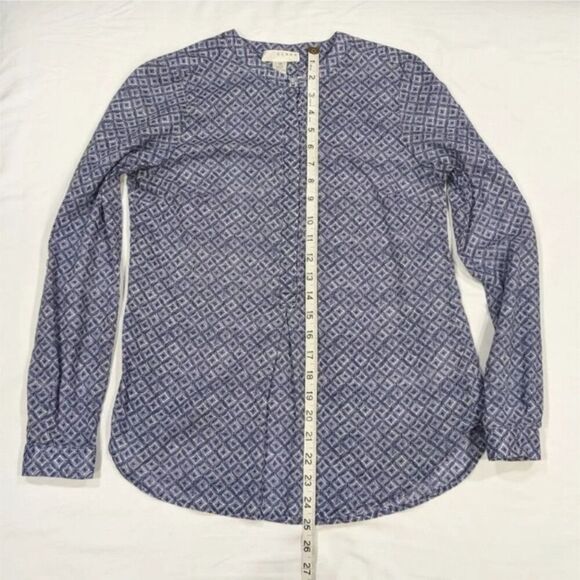 Kenar Blue Geometric 100% Cotton Long Sleeve Blouse, Size XS - Picture 5 of 8